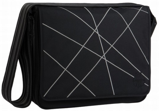 L�ssig Messenger Bag Tasche Wickeltasche Schwarz Lines Black