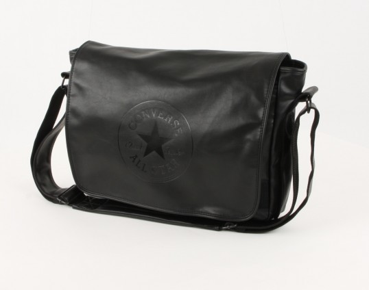 CONVERSE Shoulder Flap Bag Tasche Schultertasche Notebooktasche Monochrome PU Schwarz Black