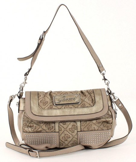 GUESS Half Flap Tasche Schultertasche Handtasche Perla Beige Stone