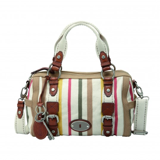Fossil Maddox Canvas Satchel - Stripe