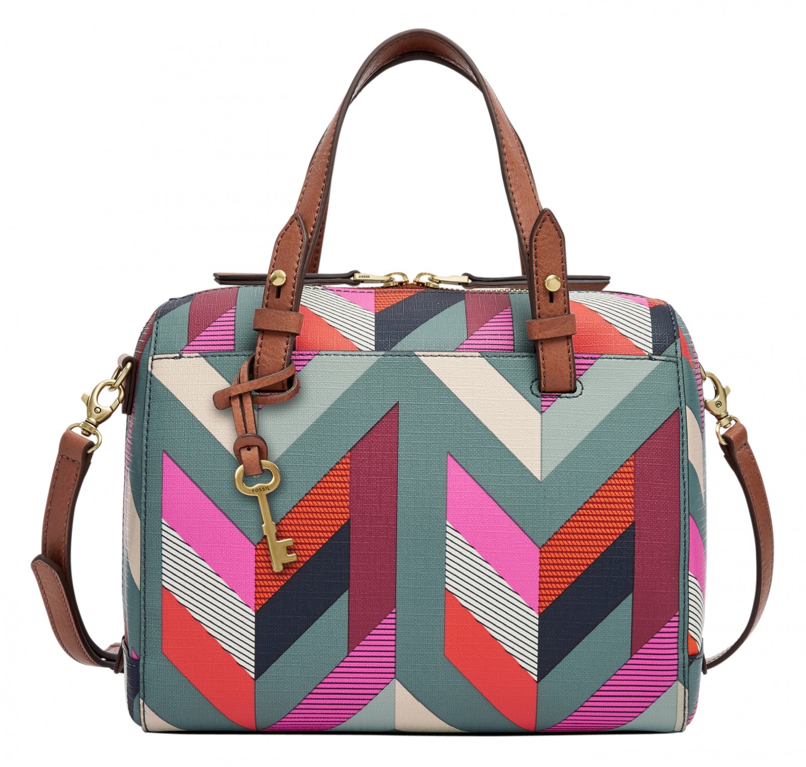 fossil cross bag fiona satchel chevron blue ebay fossil cross bag fiona satchel chevron blue ebay